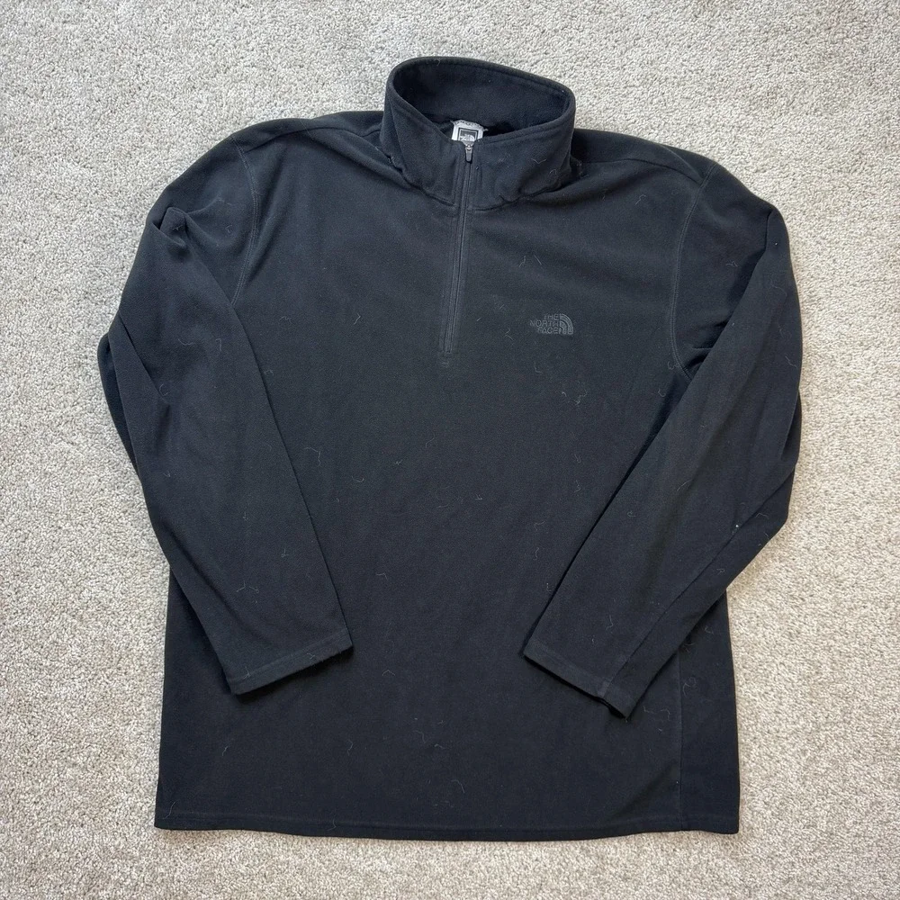 The North Face Sweater Mens XL Black 1/4 Zip Fleece Mock Neck Pullover Top